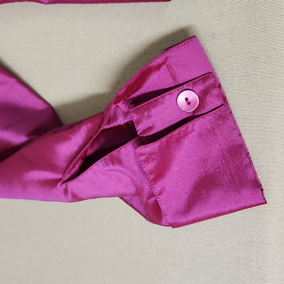 Kate Hill Vibrant Pink Satin Blazer/Shirt 100% Silk - Picture 2 of 9